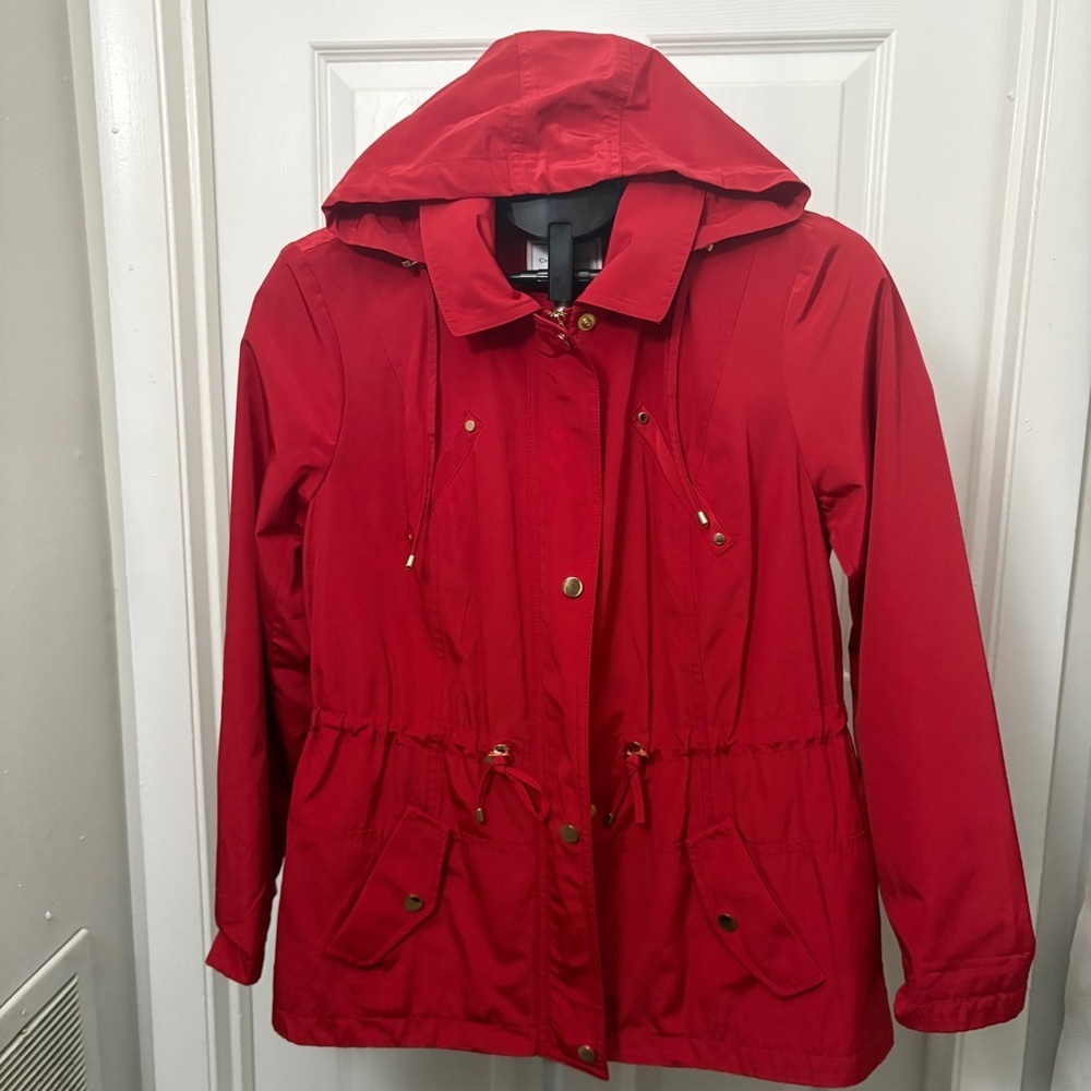 Charter Club Vibrant Red Utility Jacket with Hood
